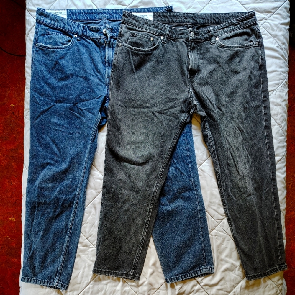 H&M Men's Blue and Black Jeans - Classic Straight Fit